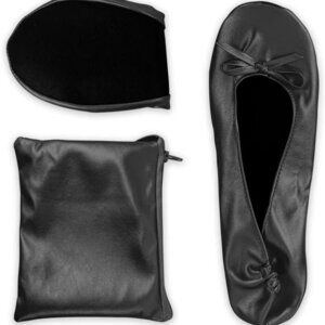 Foldable Ballet Flats Women Leather Rubber Sole Travel Shoes for Weddings